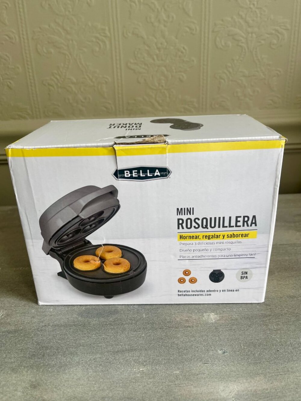 Bella Mini Donut Maker Makes 3 Donuts at a Time, Gray